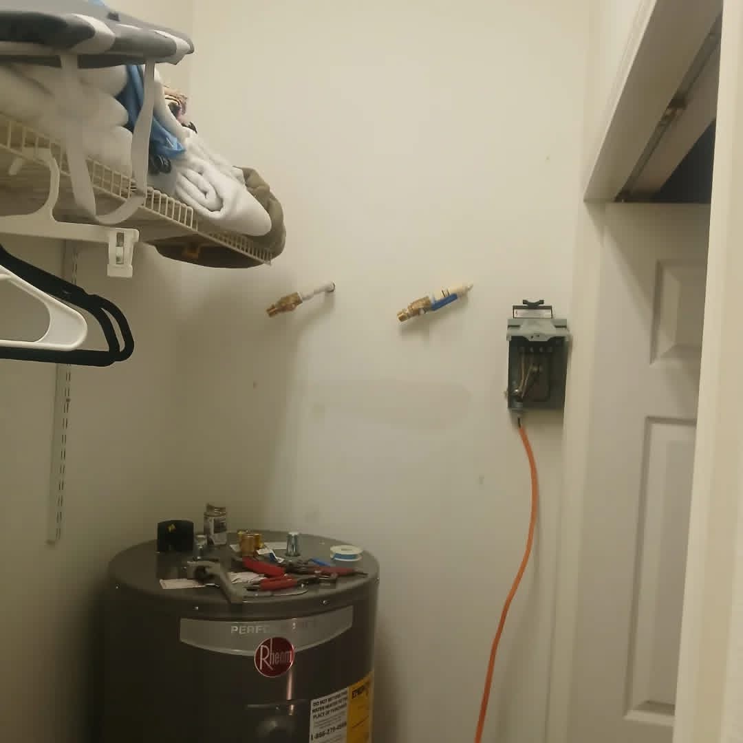 Water heater closet prepped for new install